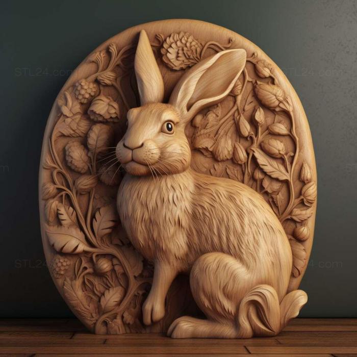 Природа и животные (3d модель кролика 1, NATURE_1845) 3D модель для ЧПУ станка
